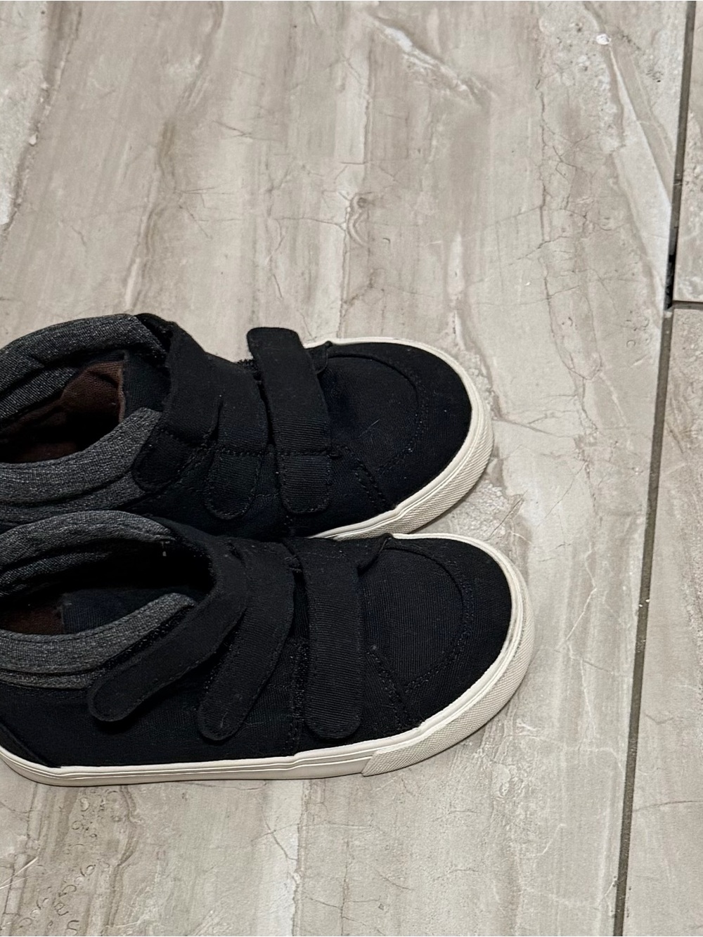 Old Navy Black Canvas Kids Sneakers with Gray Collar and White Soles
